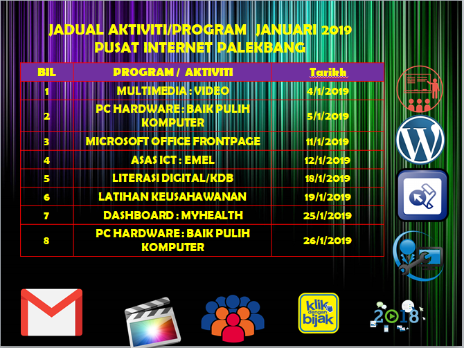 JADUAL AKTIVITI BULAN JANUARI 2019