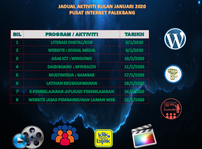 jadual aktiviti januari 2020
